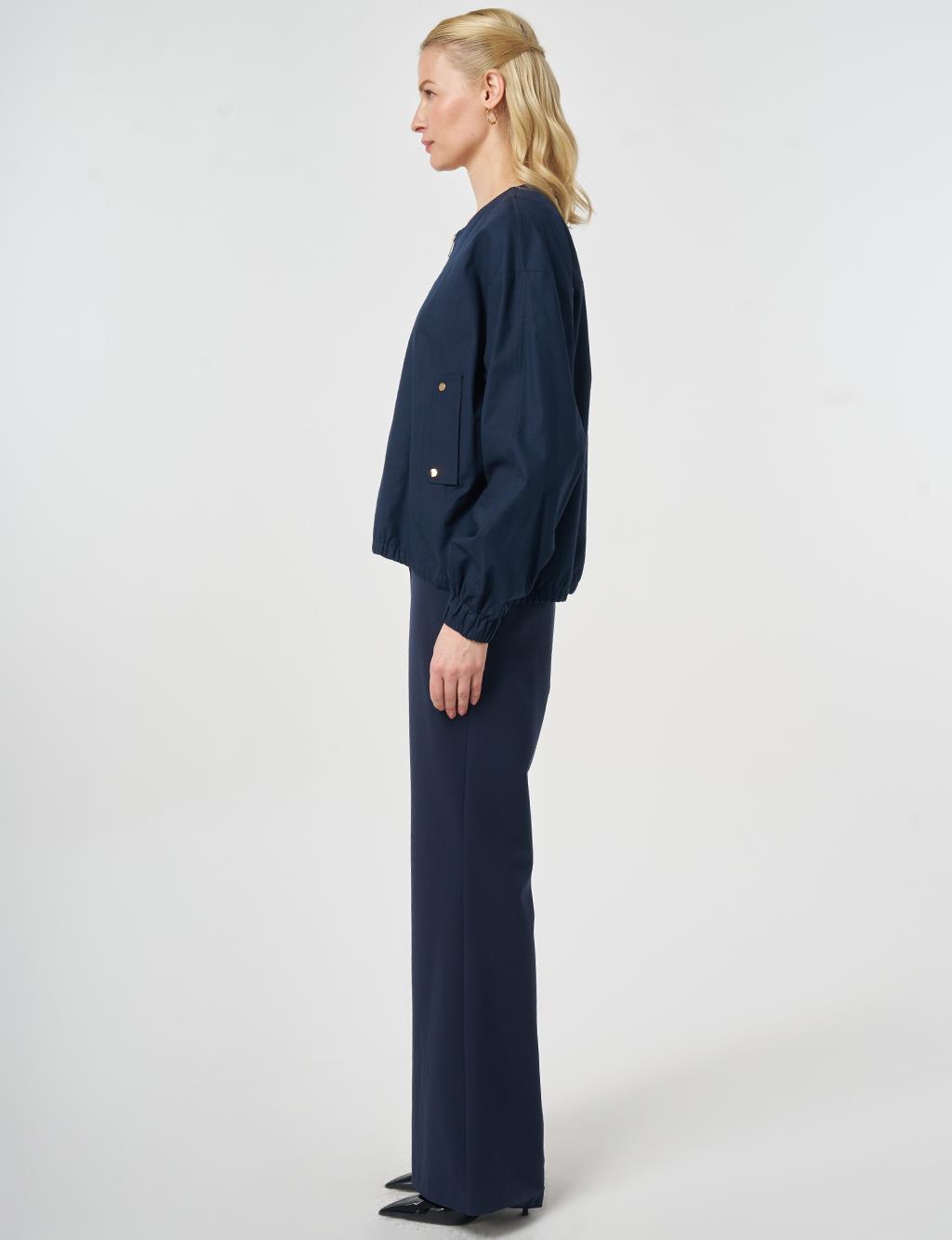 Zip-Up Bomber Jacket Dark Navy