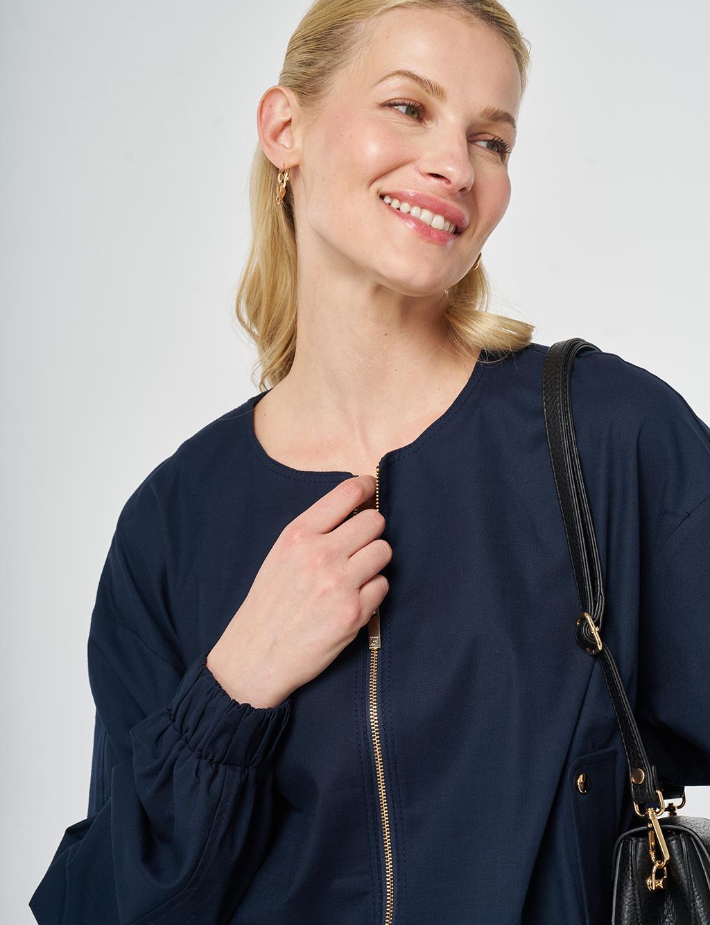 Zip-Up Bomber Jacket Dark Navy