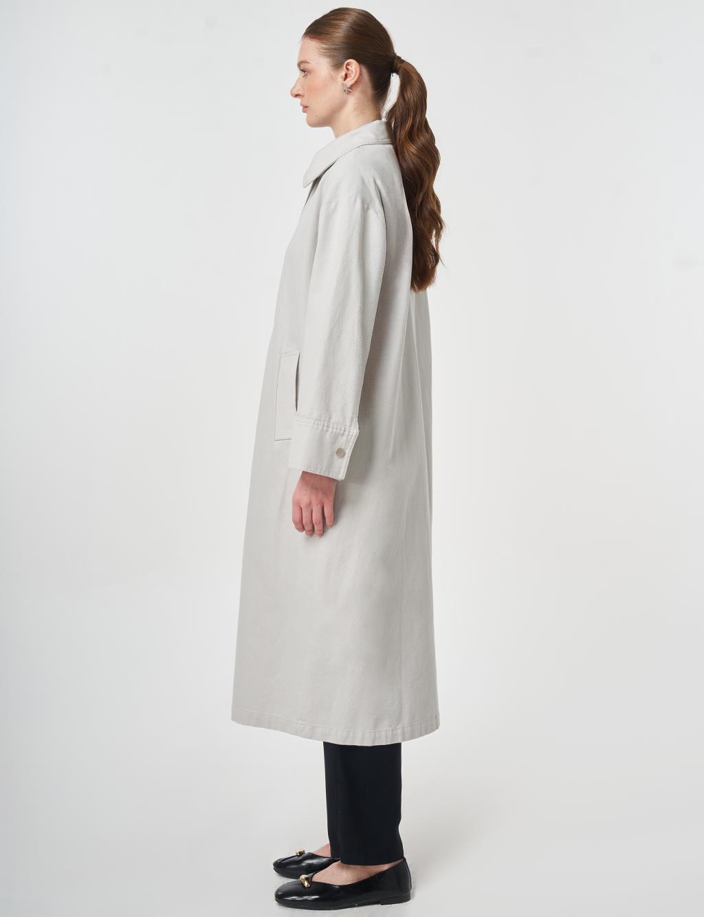 Floral Baskı Detaylı Kap Açık Gri 