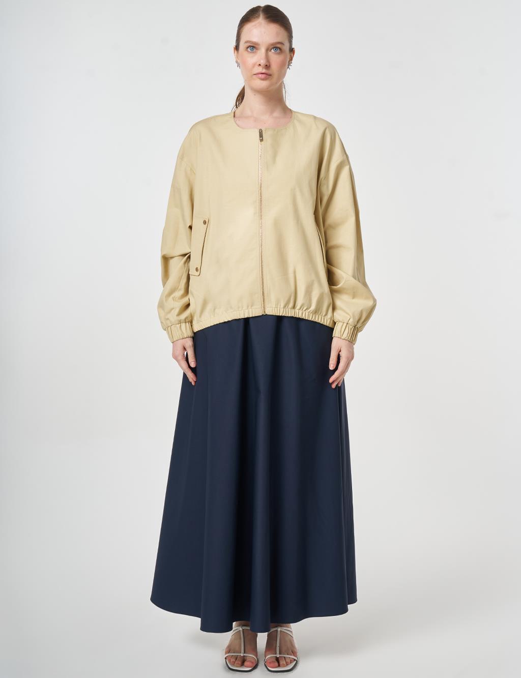 Zip-Up Bomber Jacket Light Yellow