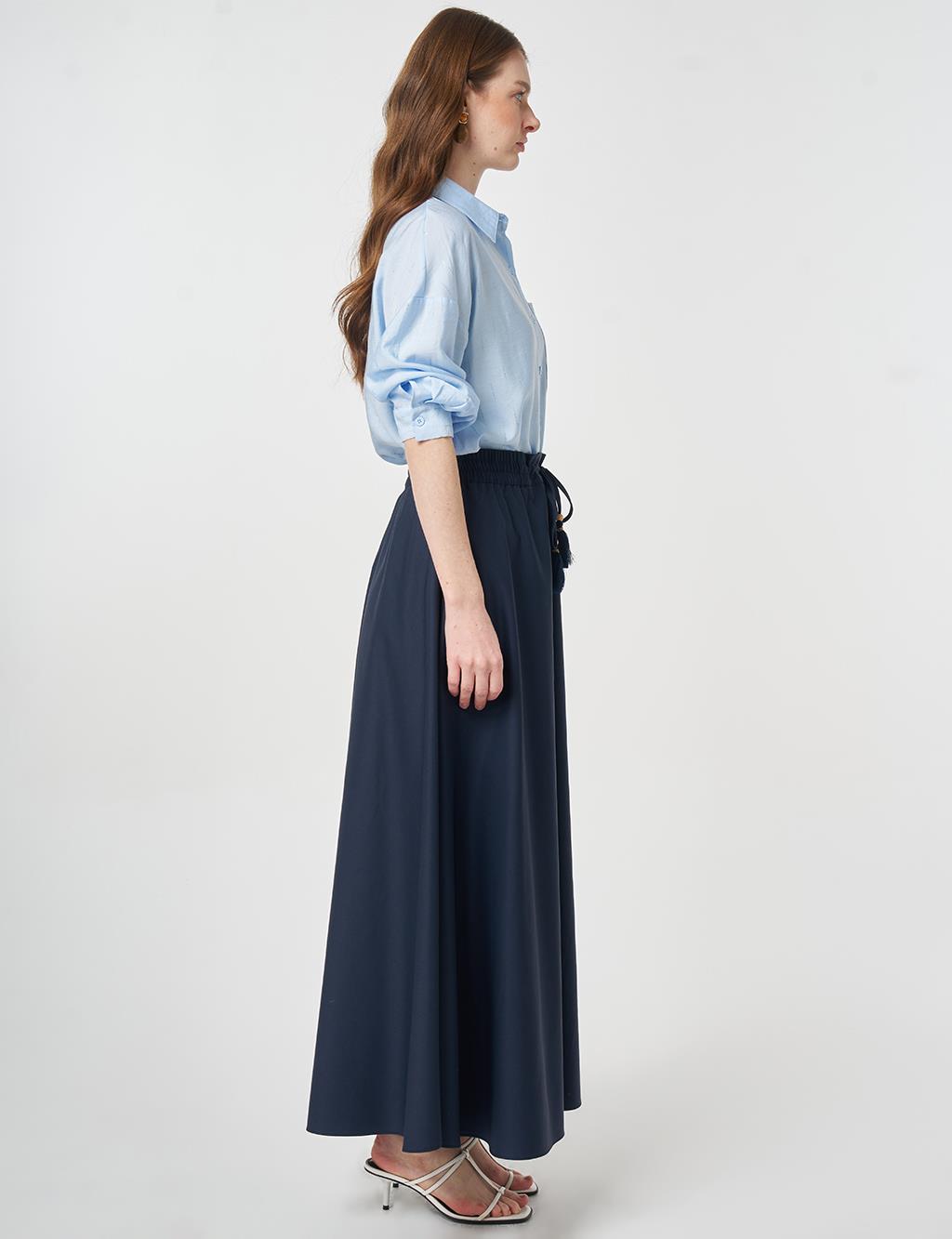 Fringed A-line Skirt Dark Navy