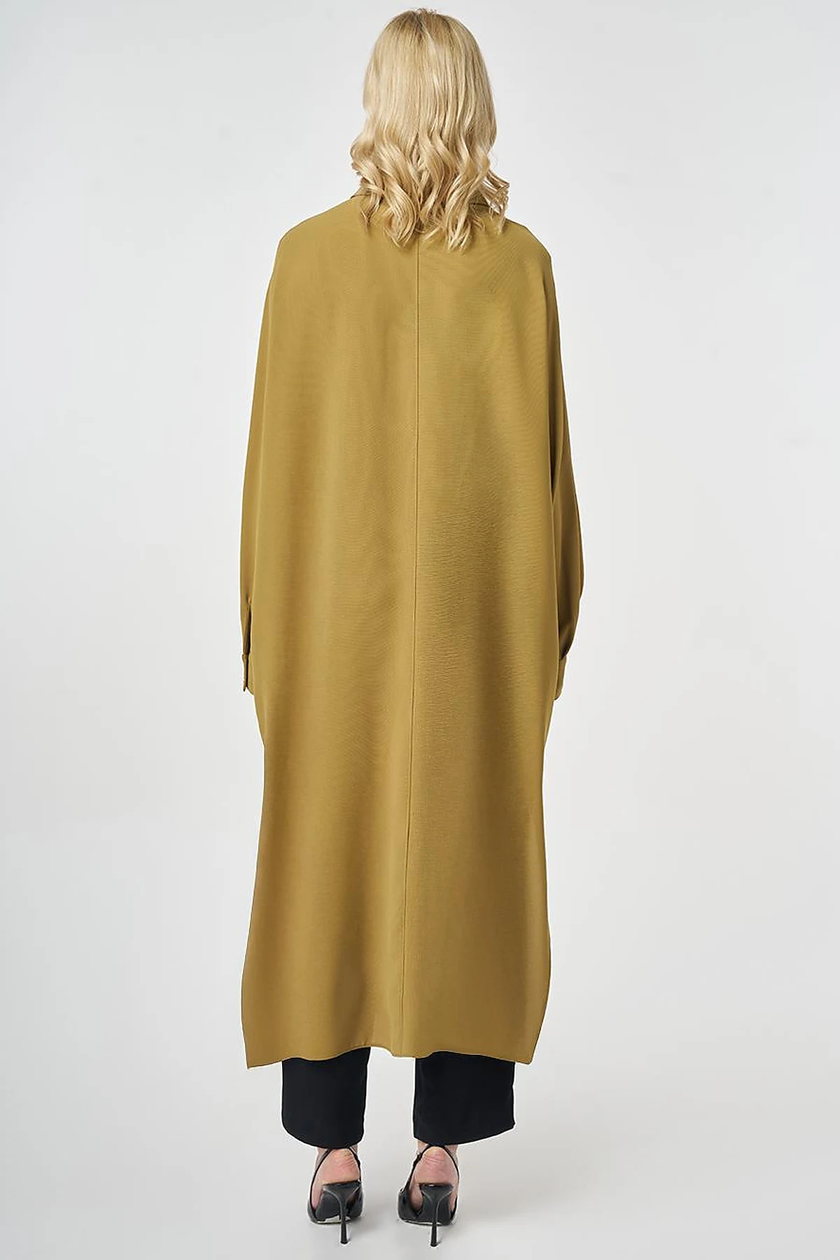 Embroidered Crepe Long Tunic Khaki