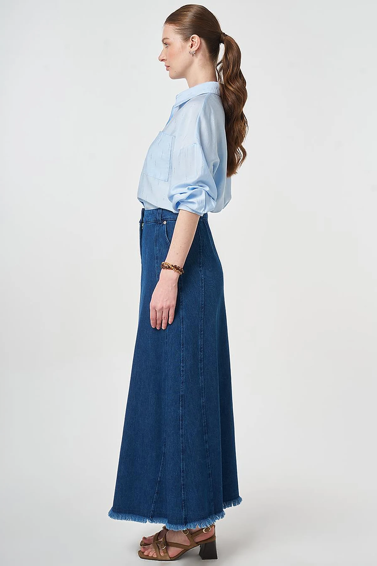 Washed Denim Skirt Navy 