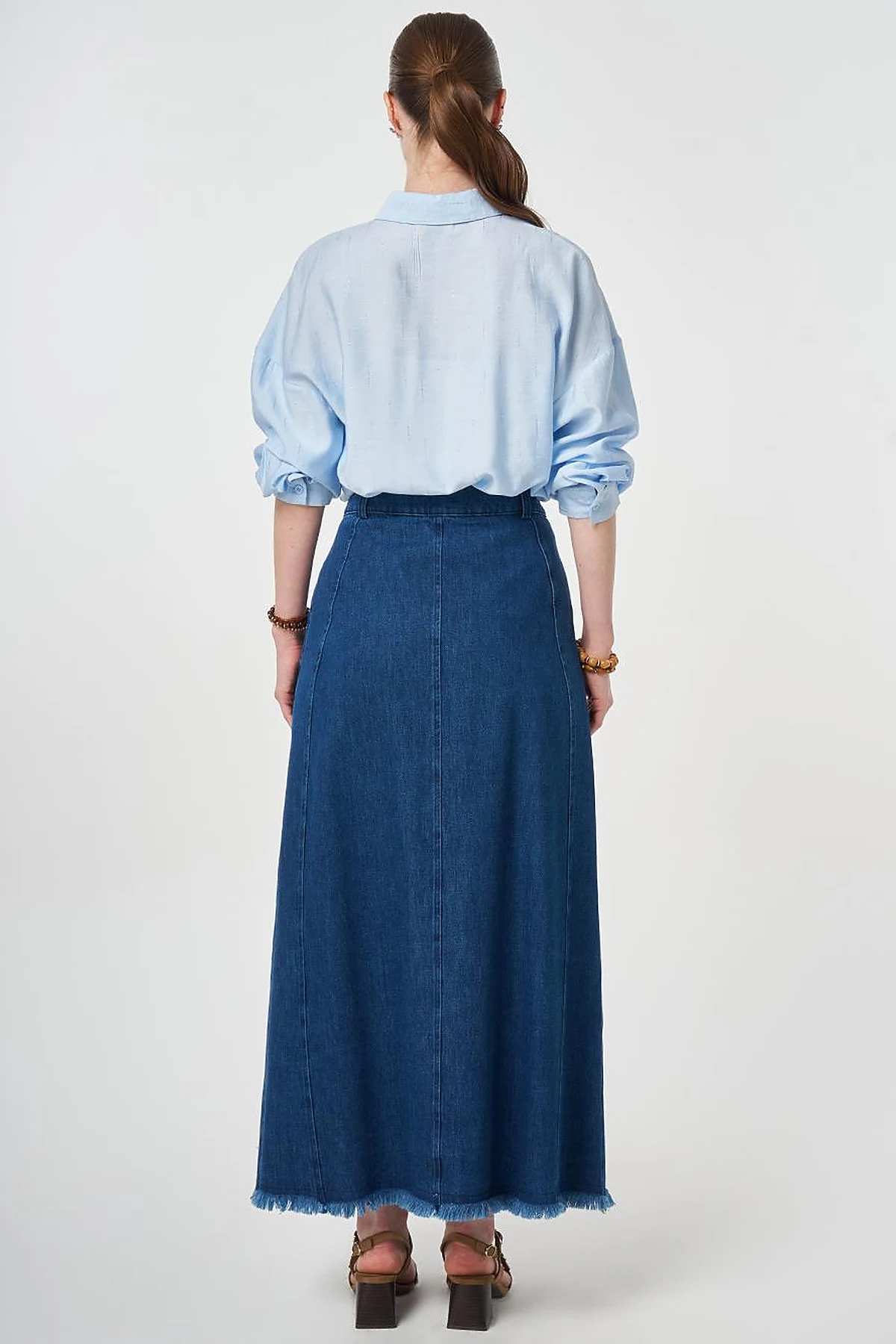 Washed Denim Skirt Navy 