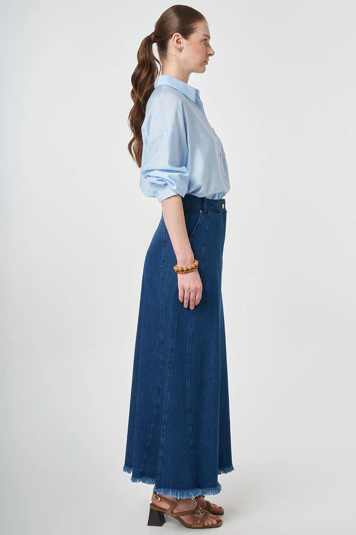 Washed Denim Skirt Navy 
