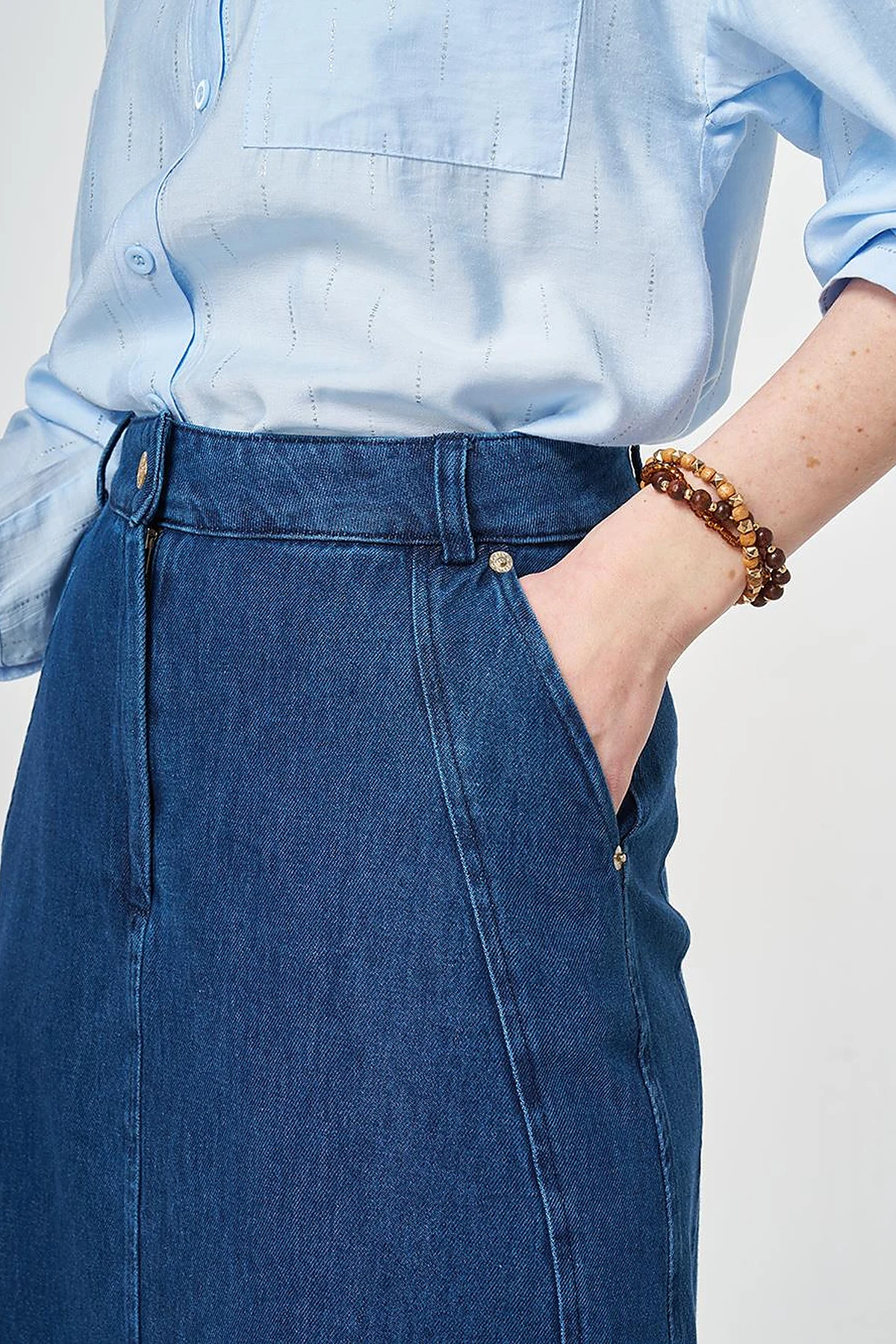 Washed Denim Skirt Navy 