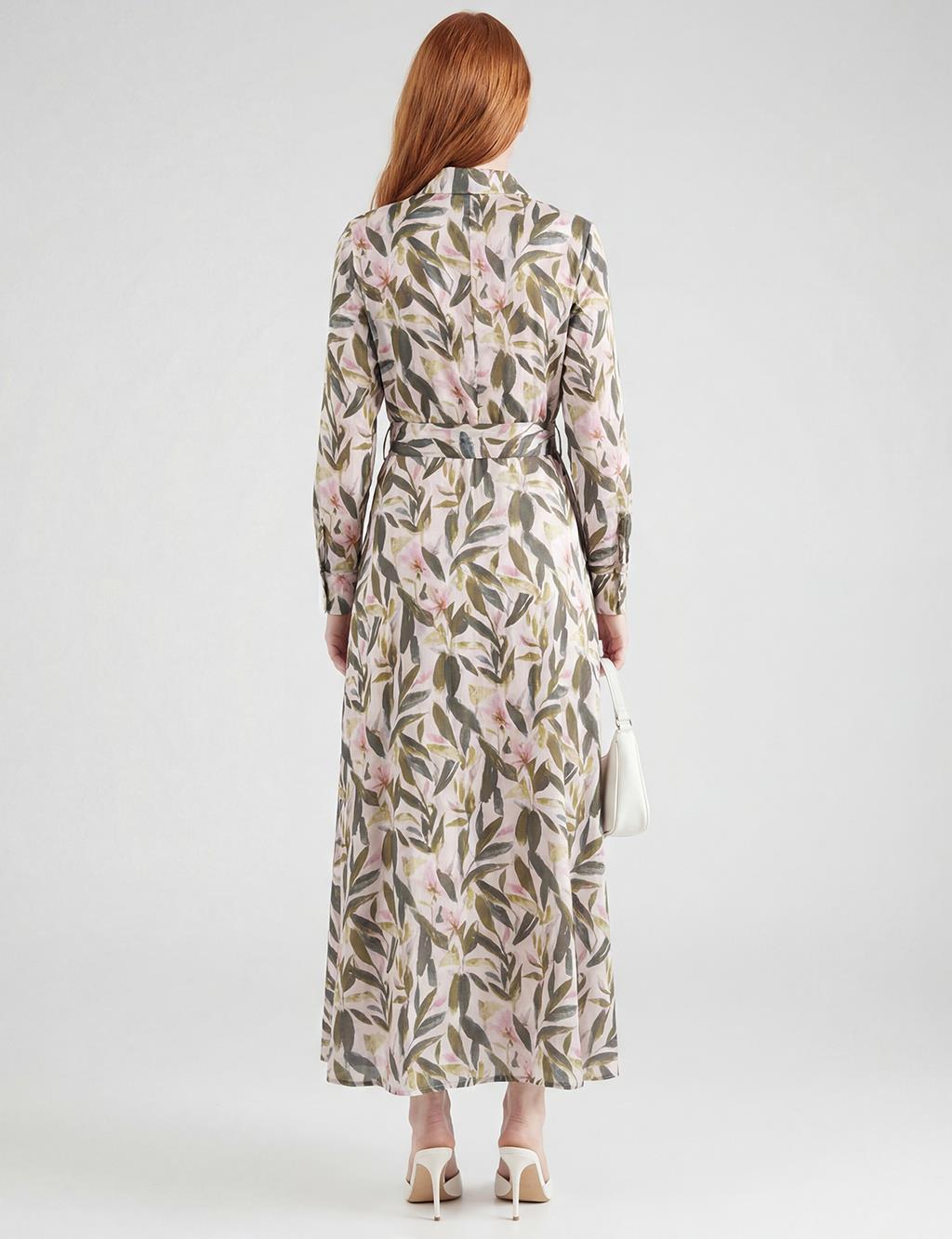 Floral Pattern Modal Dress Cream