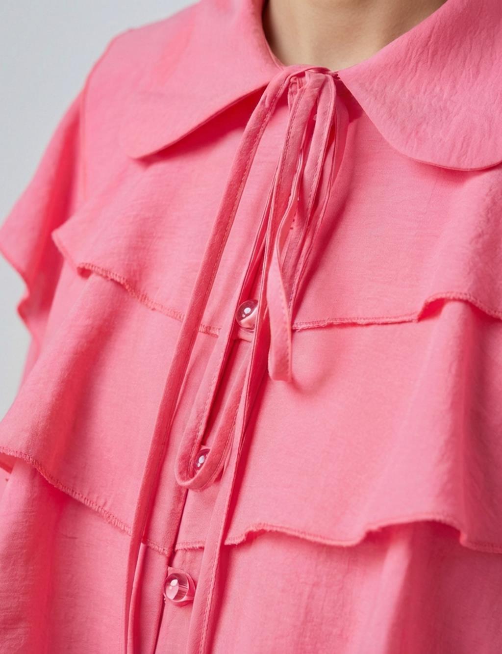 Ruffle Detail Modal Blouse Fuchsia