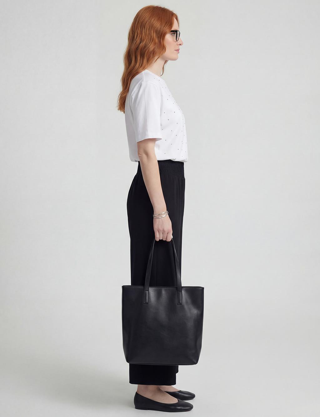 Relaxed Fit Trousers with Lace Stitching, Black