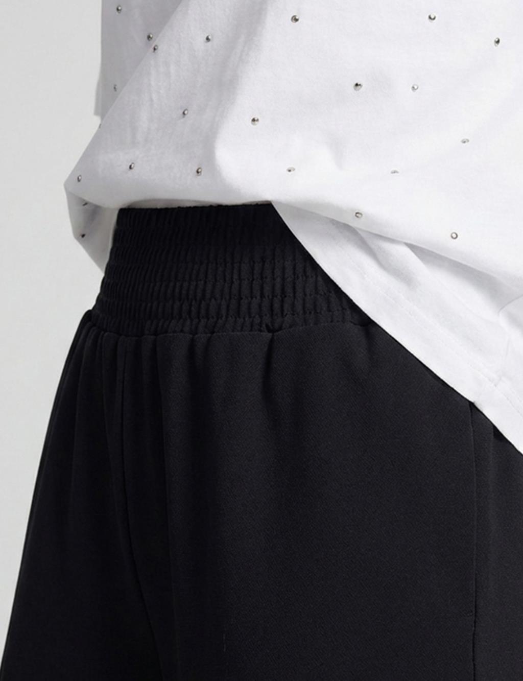 Relaxed Fit Trousers with Lace Stitching, Black