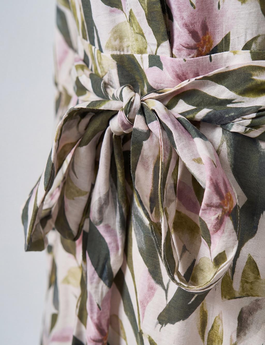 Floral Pattern Modal Dress Cream