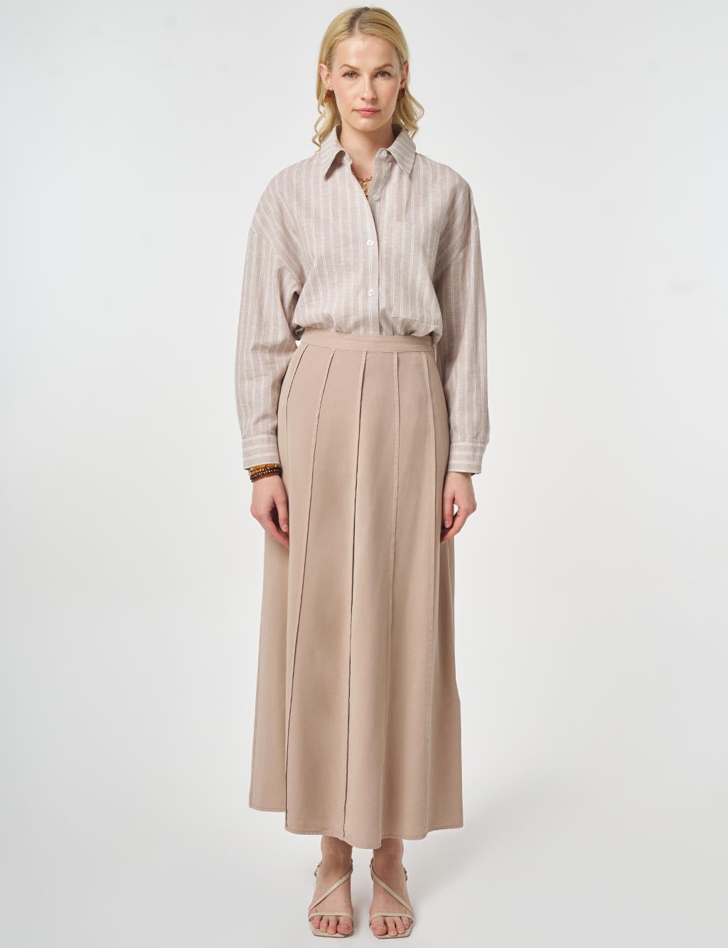 100% Lyocell Piece Stitched Skirt Nude