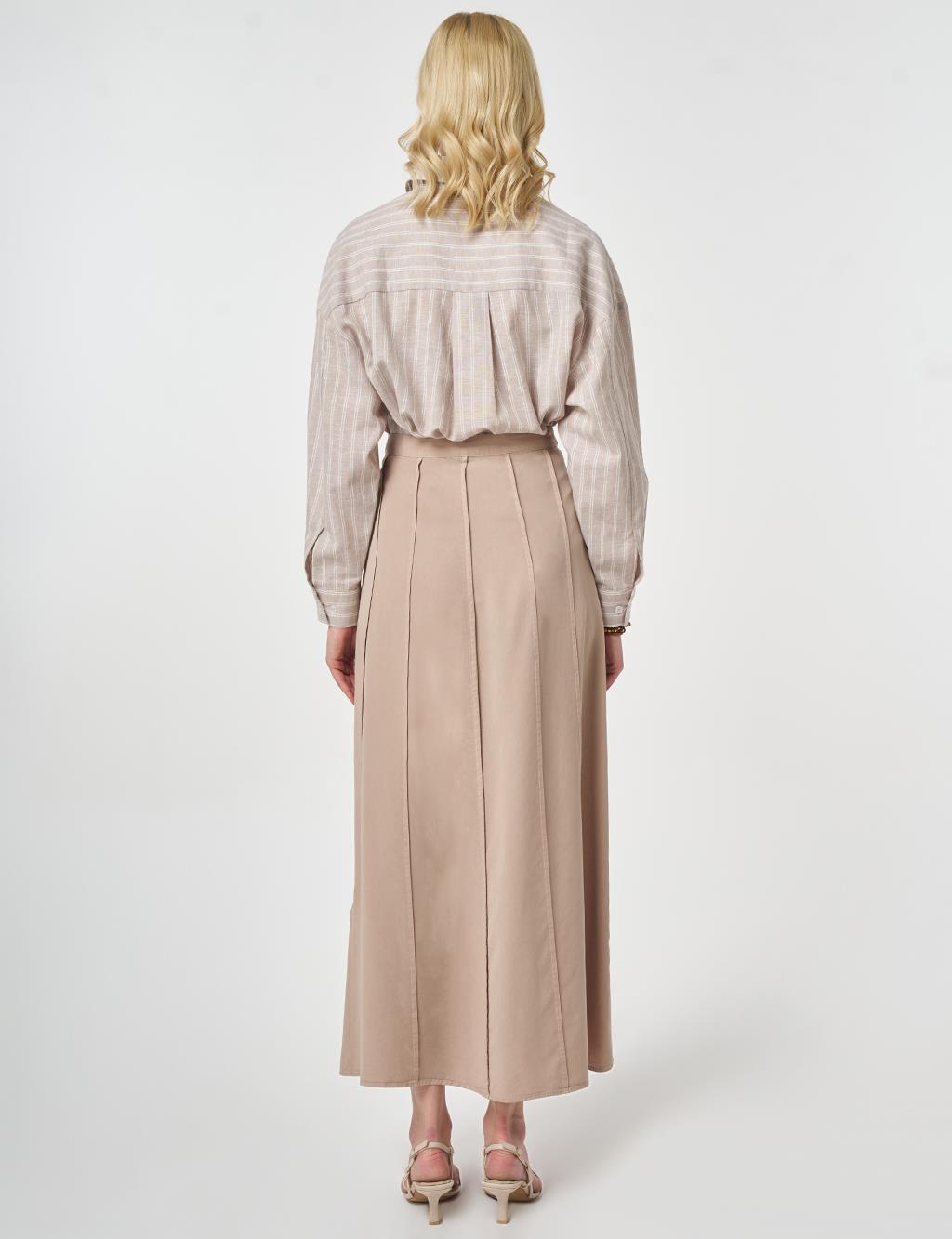 100% Lyocell Piece Stitched Skirt Nude