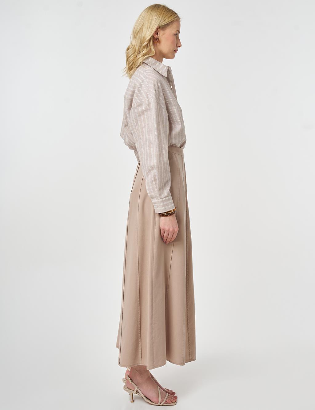 100% Lyocell Piece Stitched Skirt Nude