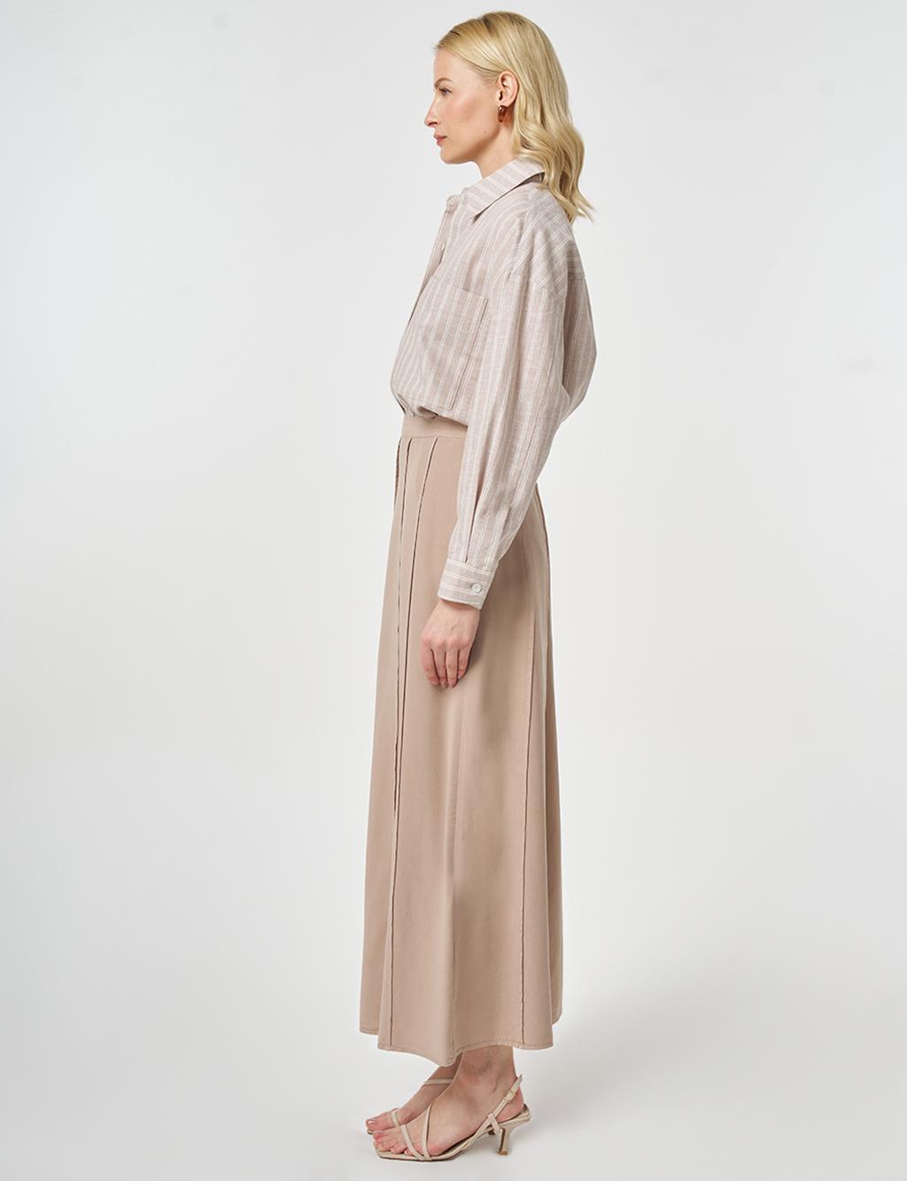 100% Lyocell Piece Stitched Skirt Nude