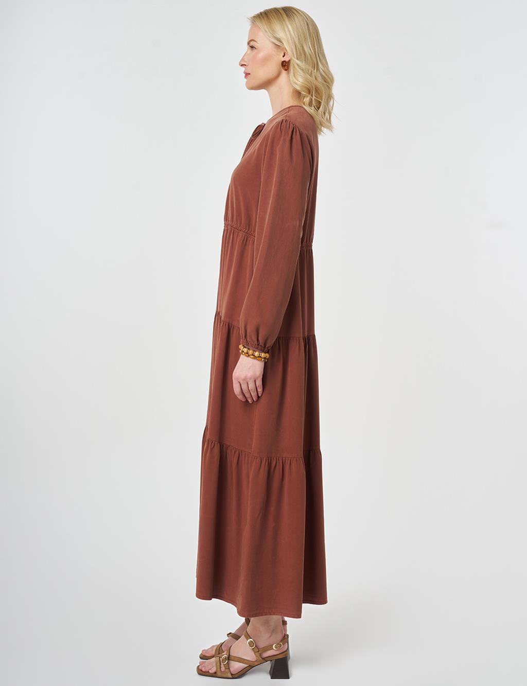 100% Lyocell Waist Detail Maxi Dress Cinnamon