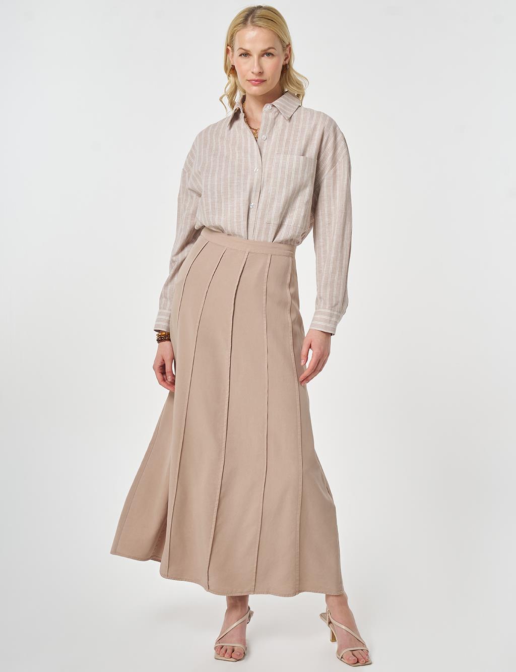 100% Lyocell Piece Stitched Skirt Nude