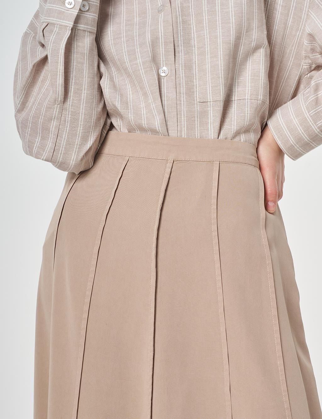 100% Lyocell Piece Stitched Skirt Nude