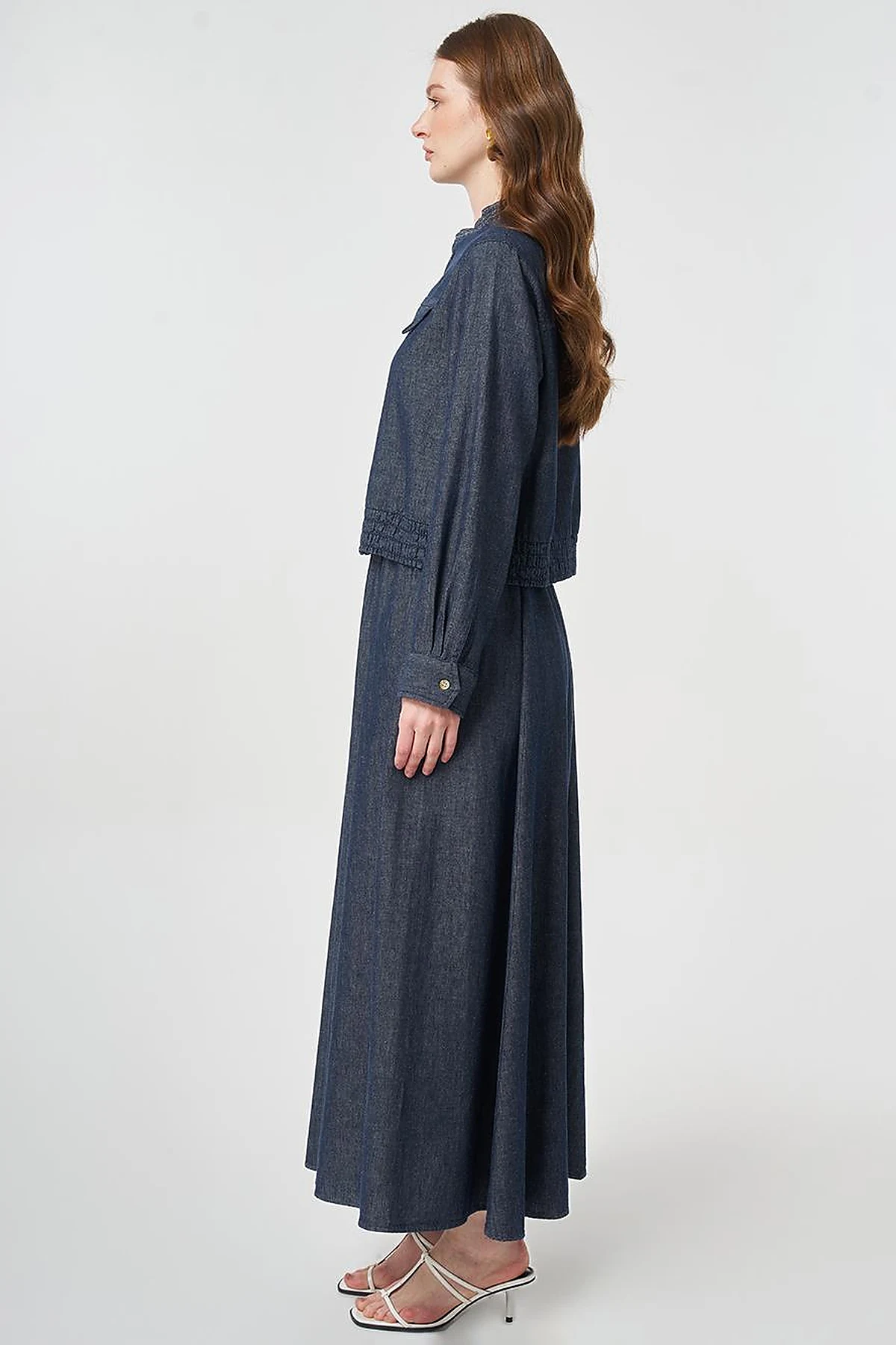 Flap Pocket Cotton Linen Two-Piece Set Dark Navy