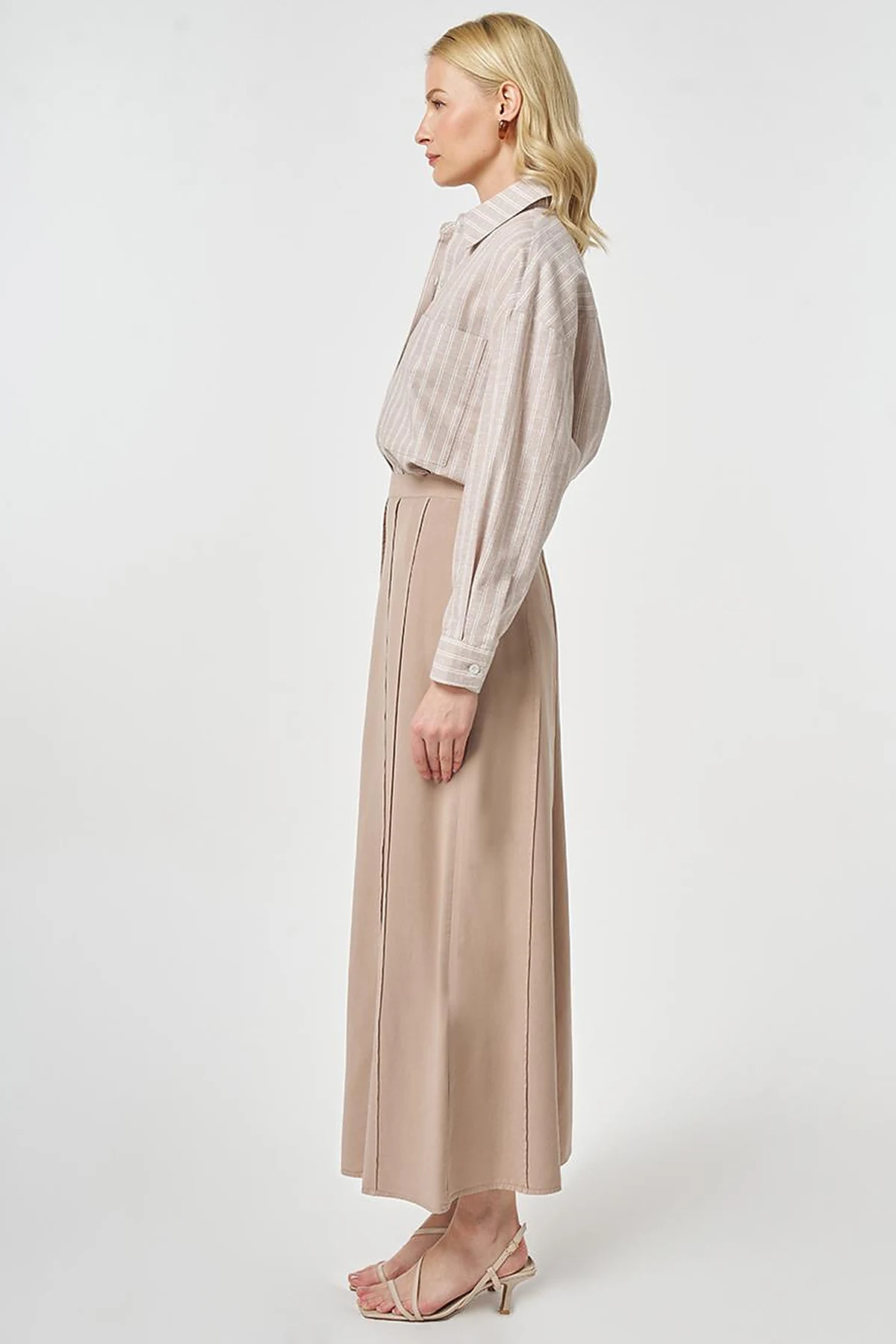 100% Lyocell Piece Stitched Skirt Nude