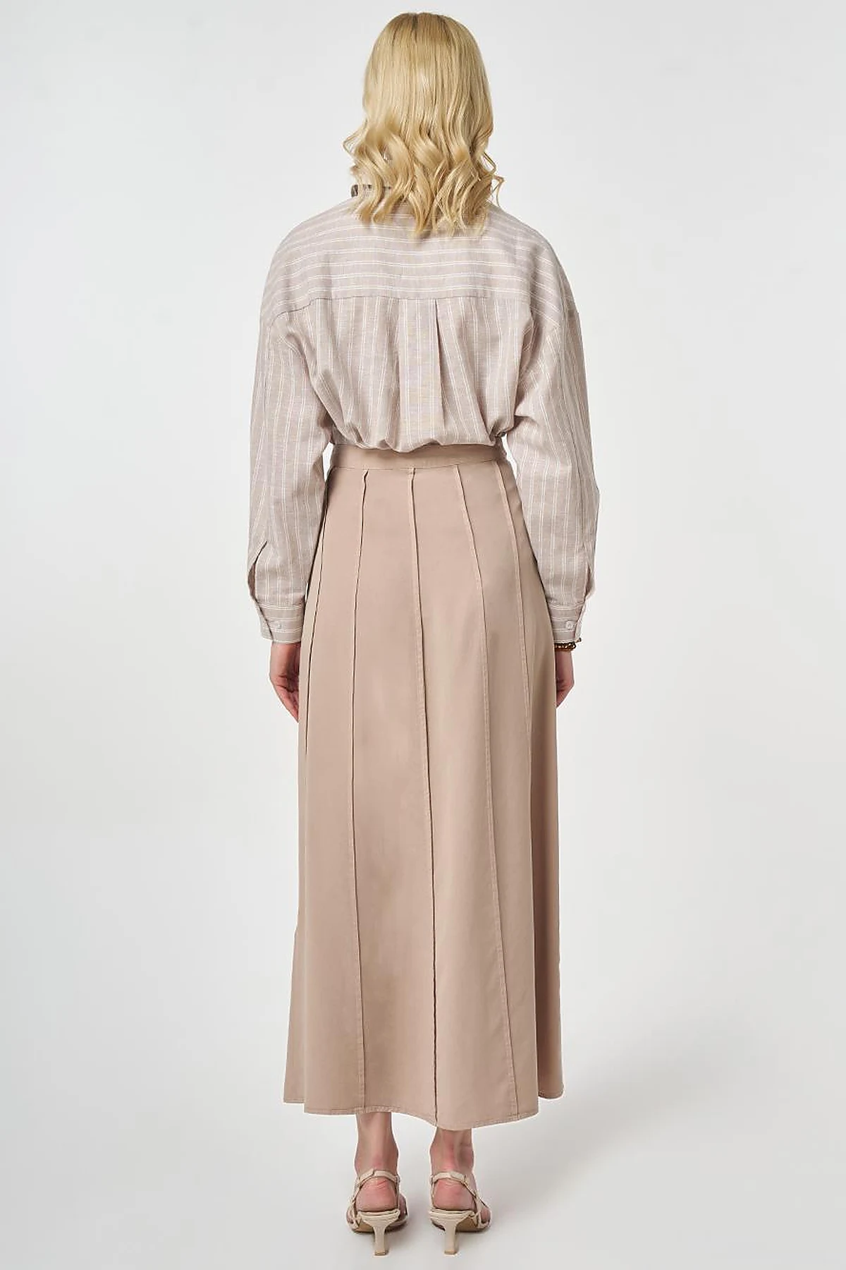 100% Lyocell Piece Stitched Skirt Nude