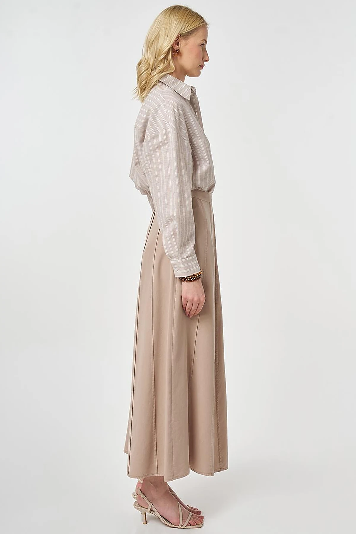 100% Lyocell Piece Stitched Skirt Nude