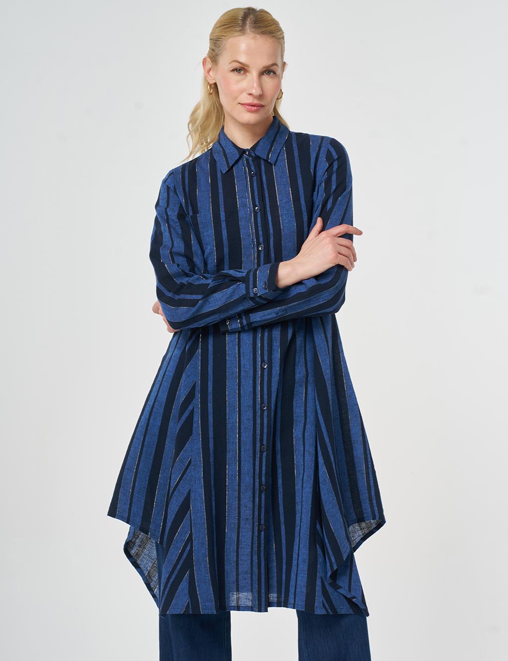 Pamuk Keten Tunik Koyu Lacivert