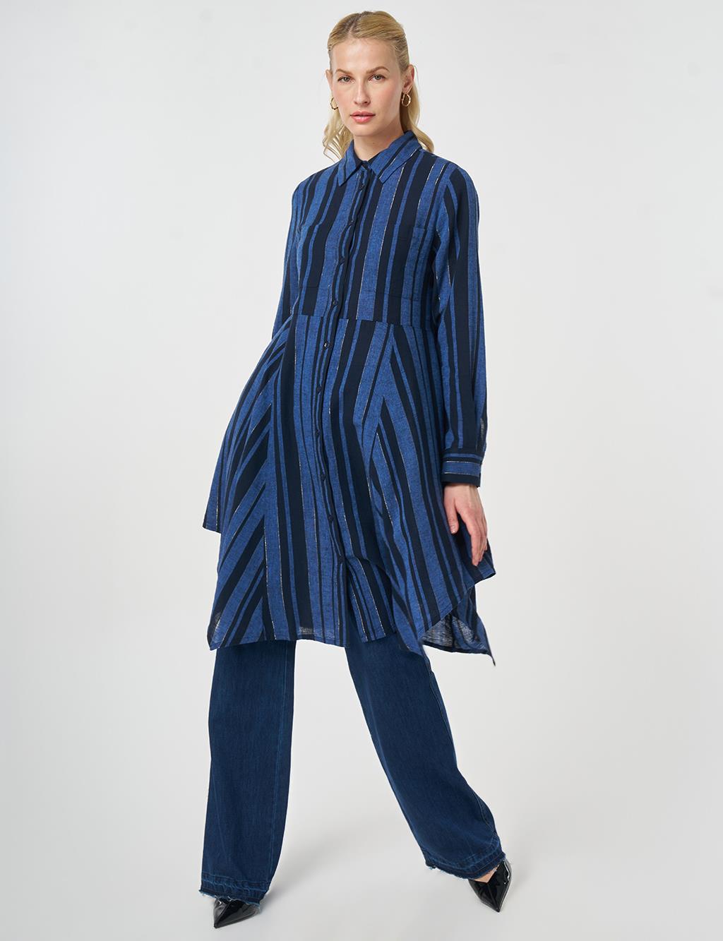 Pamuk Keten Tunik Koyu Lacivert