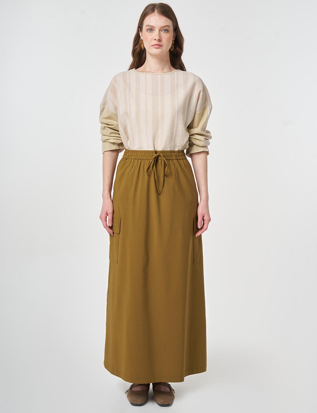 Cargo Pocket Rayon Skirt – Khaki