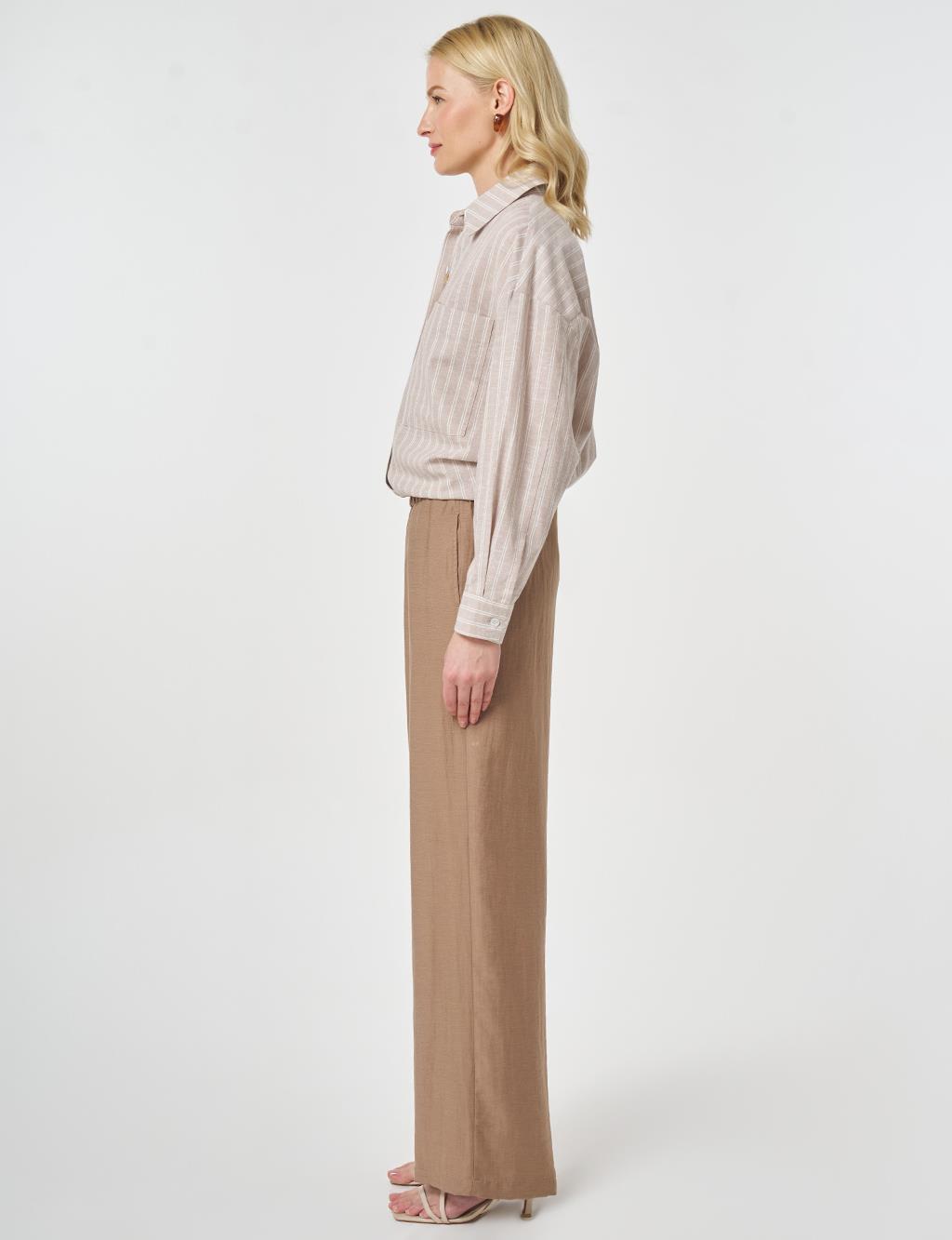 Relaxed Fit Rayon Trousers Dark Mink