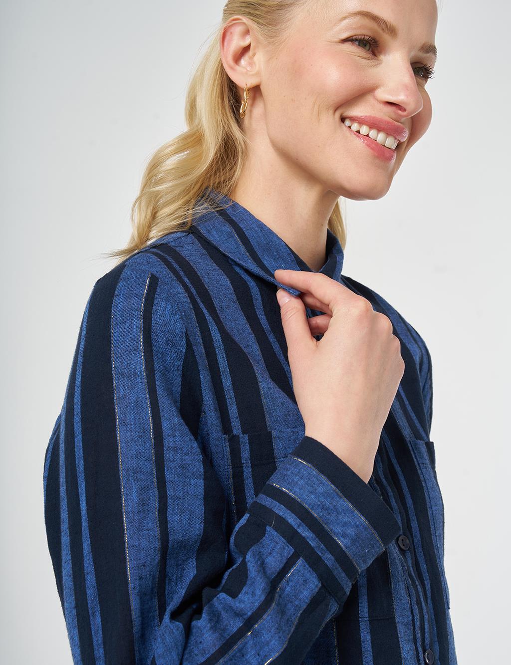 Pamuk Keten Tunik Koyu Lacivert