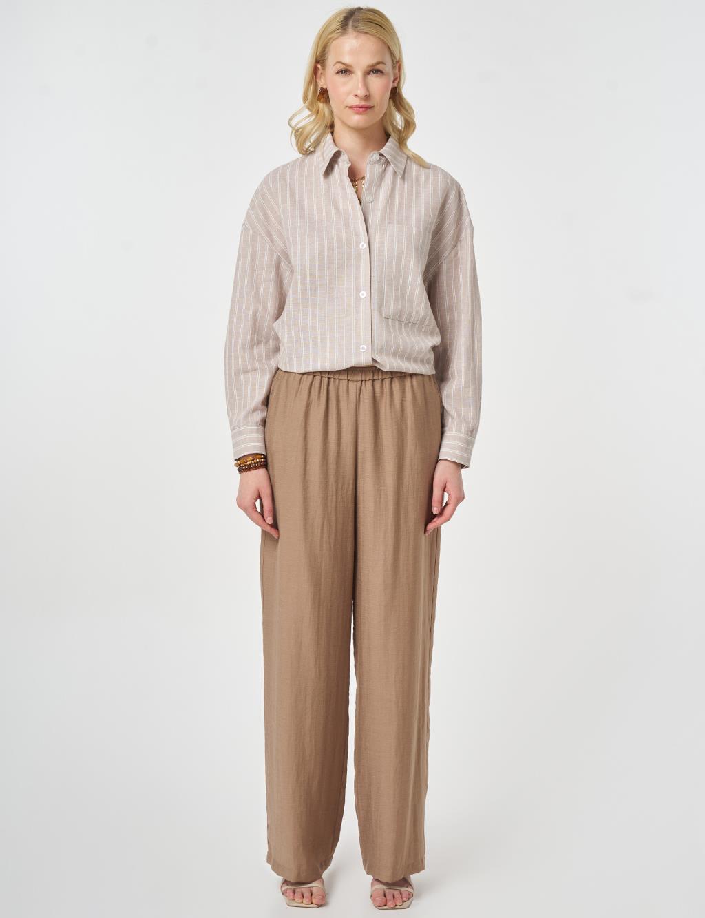 Relaxed Fit Rayon Trousers Dark Mink