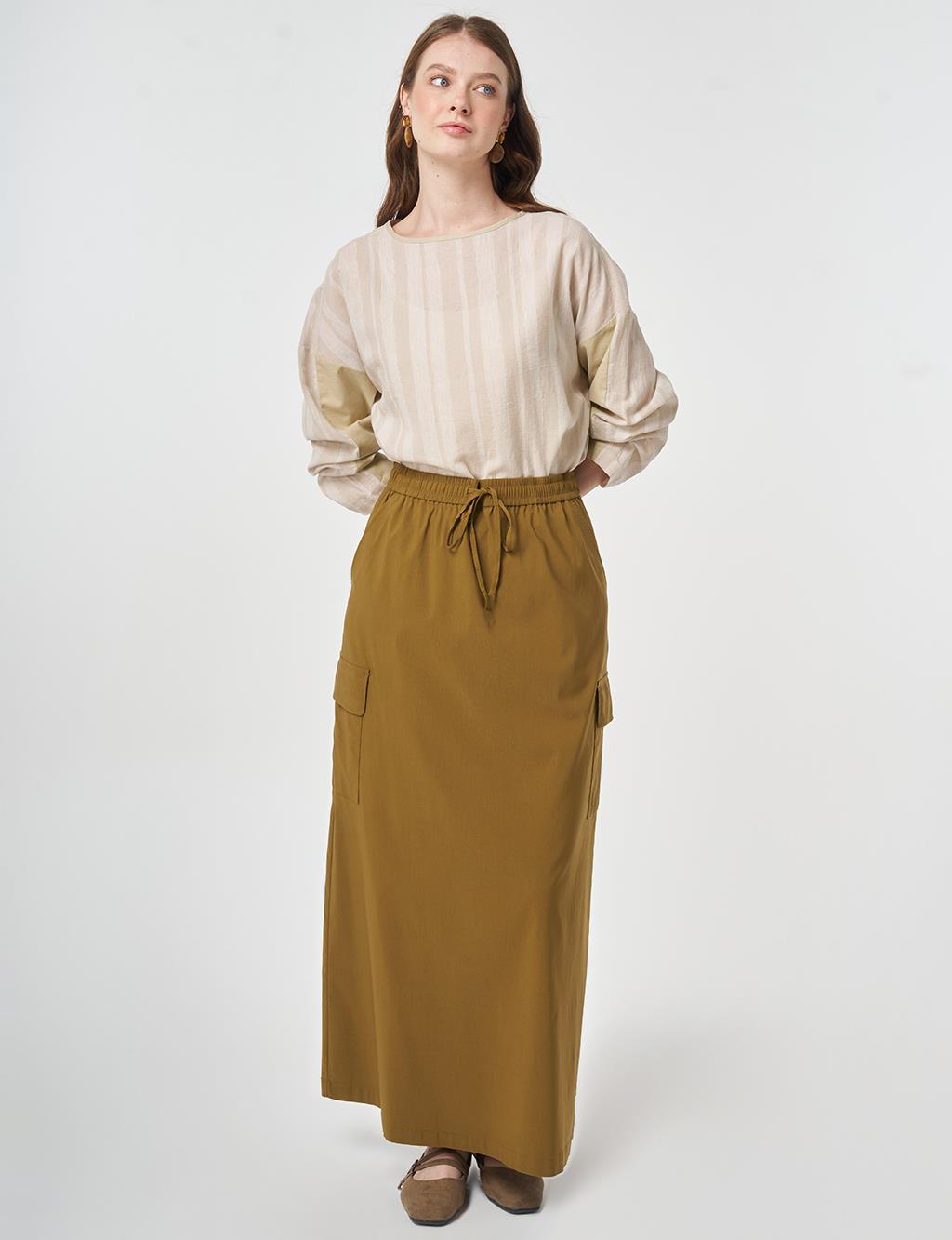 Cargo Pocket Rayon Skirt – Khaki