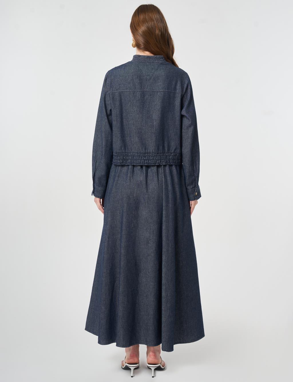 Flap Pocket Cotton Linen Two-Piece Set Dark Navy