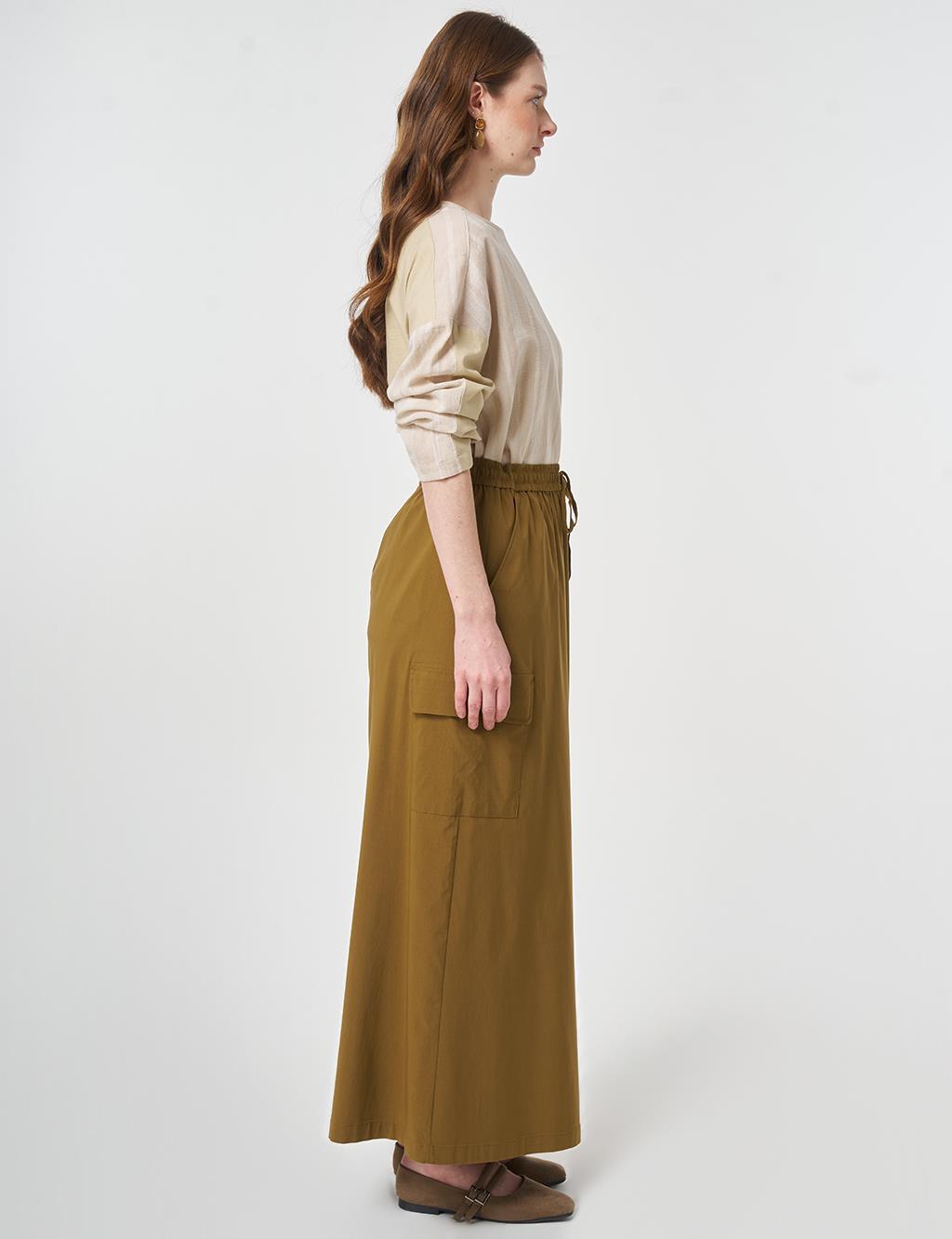 Cargo Pocket Rayon Skirt – Khaki