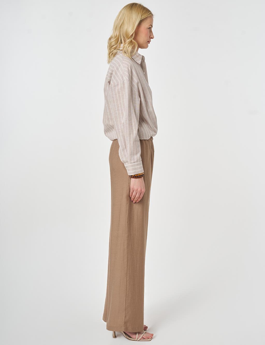 Relaxed Fit Rayon Trousers Dark Mink