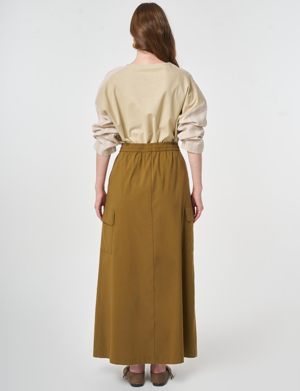 Cargo Pocket Rayon Skirt – Khaki