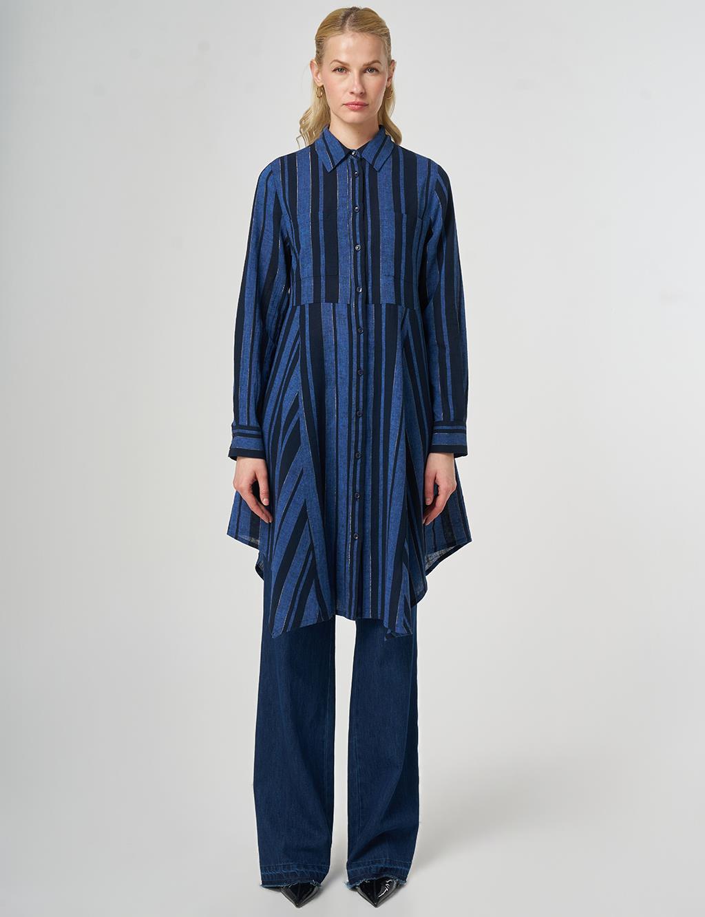 Pamuk Keten Tunik Koyu Lacivert