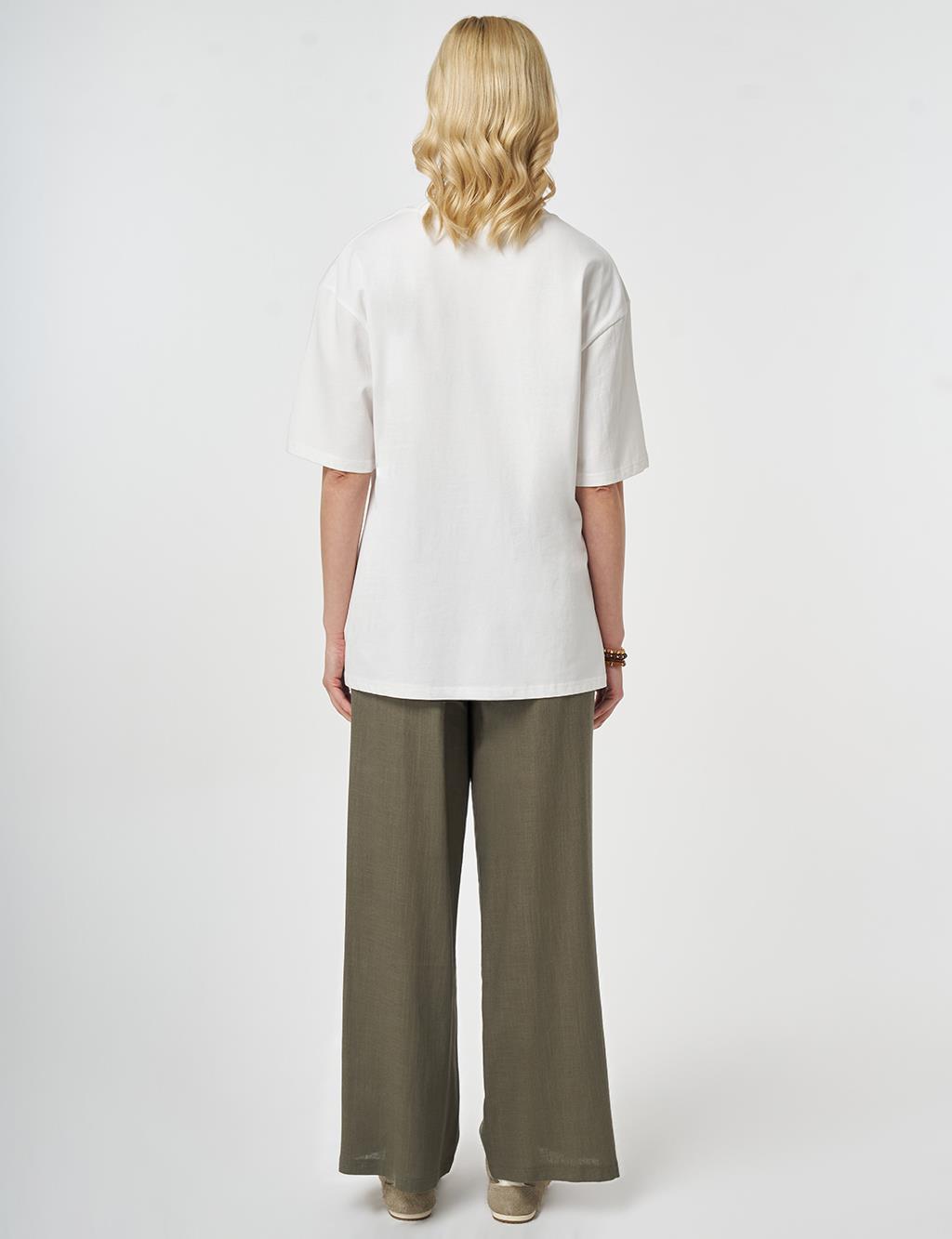 Print Detail T-shirt, Ecrou