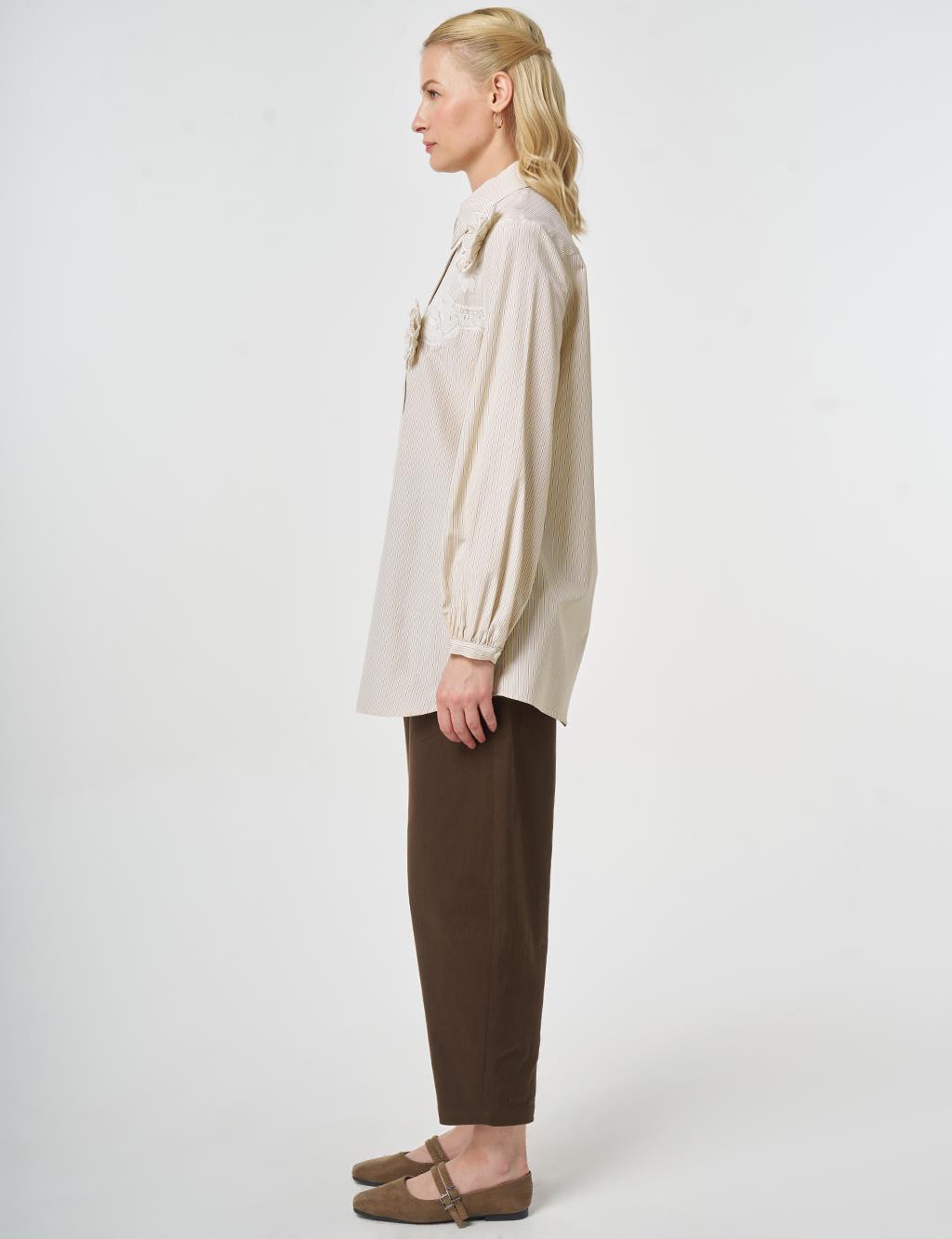 Lace-Trimmed Cotton-Viscose Tunic Light Yellow