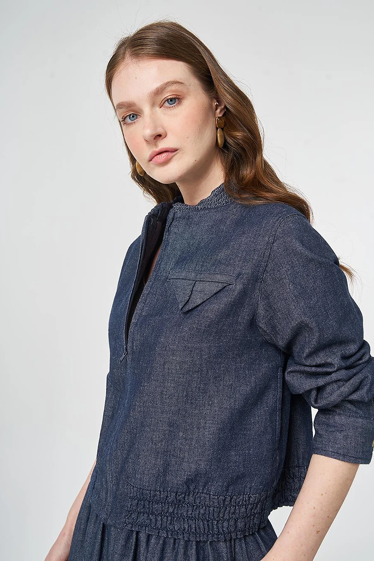 Flap Pocket Cotton Linen Two-Piece Set Dark Navy
