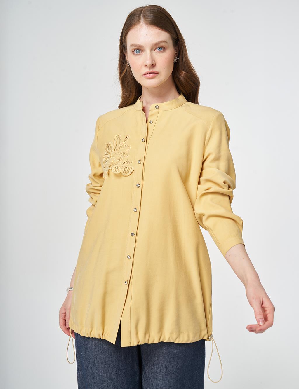 Nakış Aplikeli Tunik Hardal