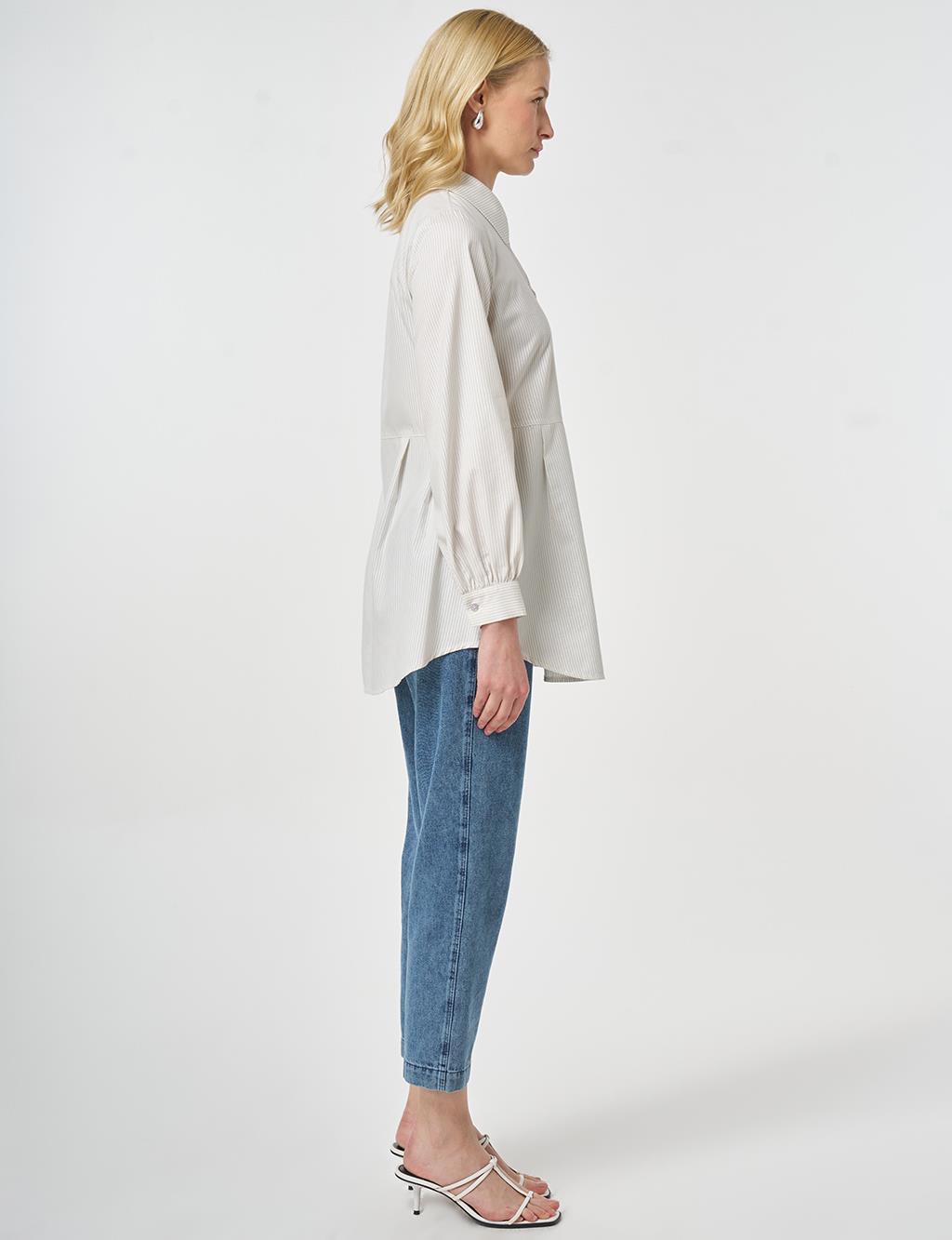 Pleated Detail Cotton Tunic Gray