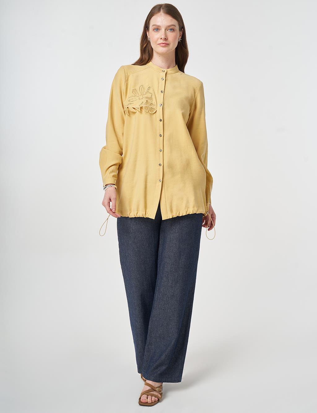 Nakış Aplikeli Tunik Hardal