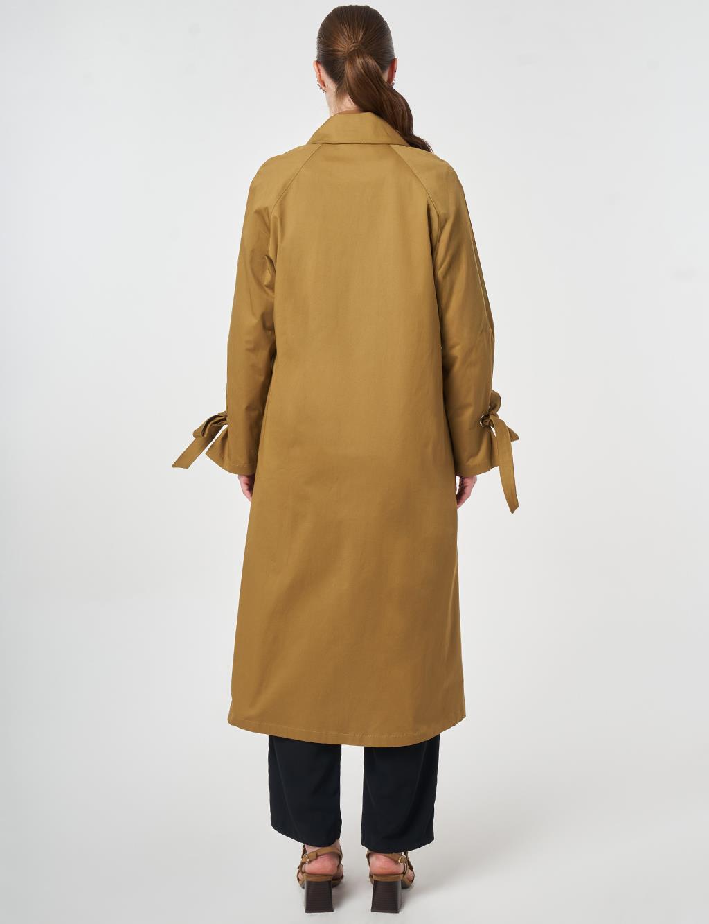 Grogren Detaylı Reglan Kol Trençkot Koyu Oliv