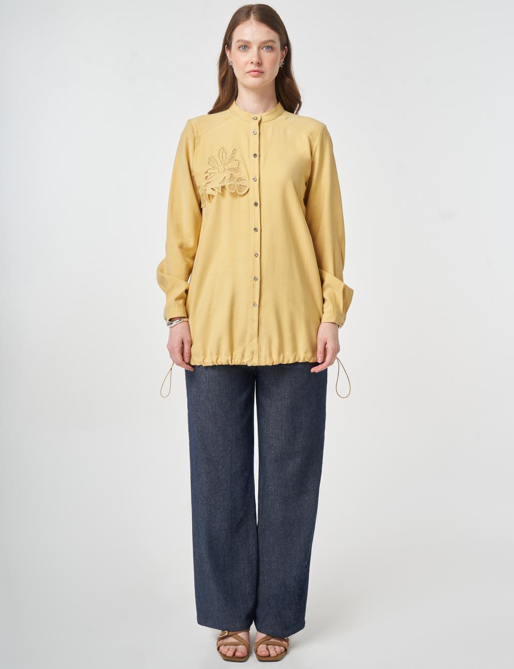 Nakış Aplikeli Tunik Hardal