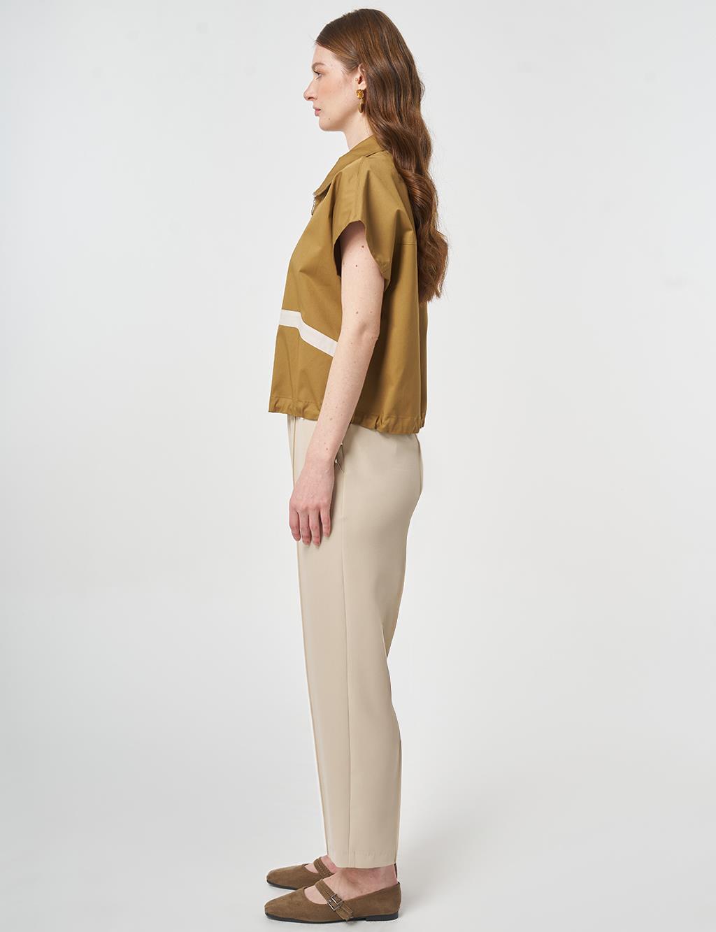 Contrast-Piped Vest Dark Olive