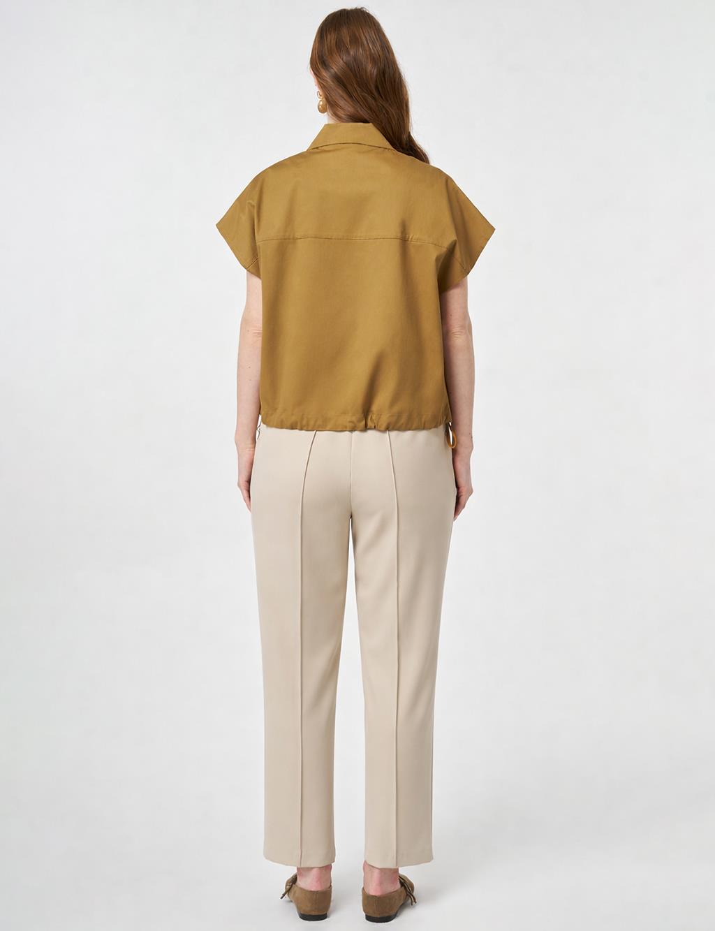 Contrast-Piped Vest Dark Olive