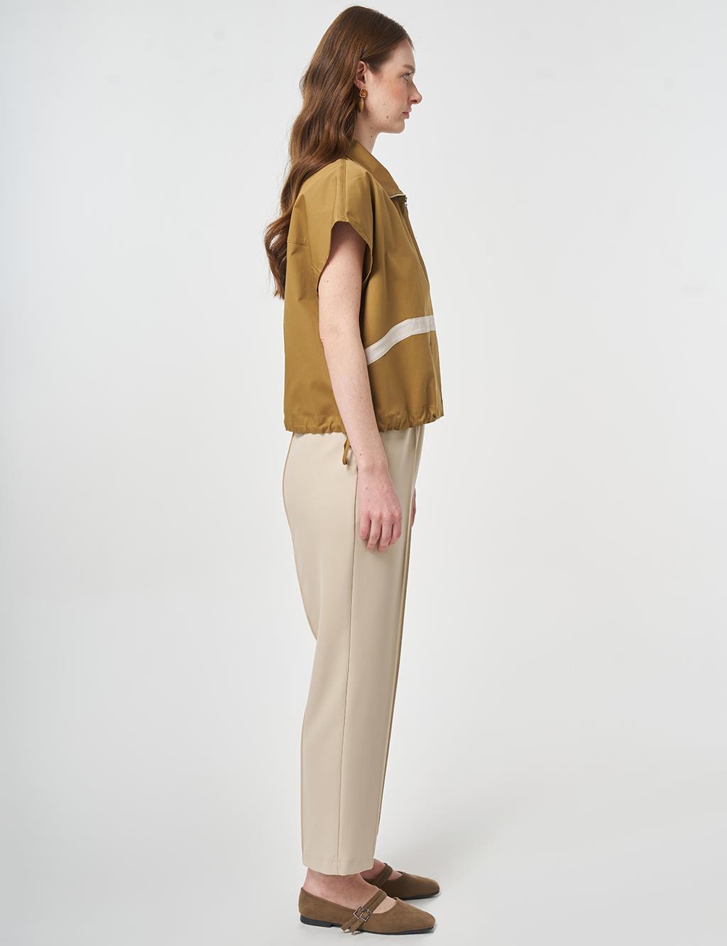 Contrast-Piped Vest Dark Olive