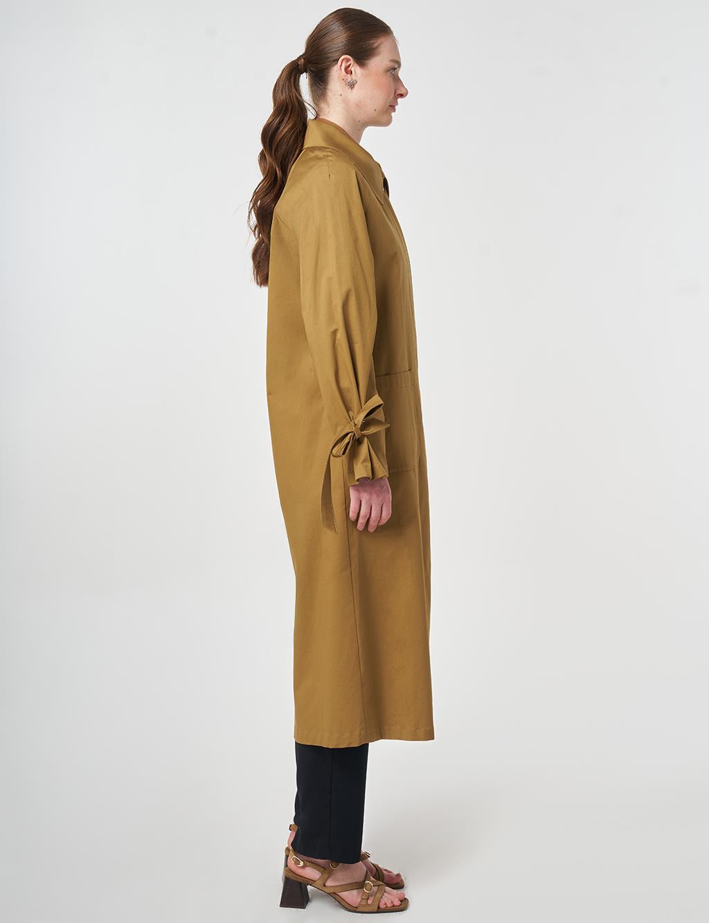 Grogren Detaylı Reglan Kol Trençkot Koyu Oliv